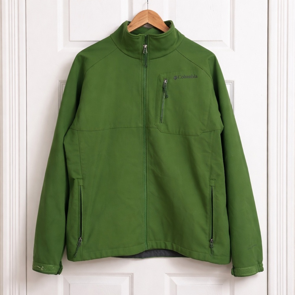 Columbia Softshell Jacket Mens XL Green Full Zip Outdoor Fleece Lined Coat - Picture 2 of 8